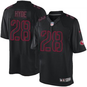 Jerseys Factory Cheap Nike 49ers #28 Carlos Hyde Black Men's Sti