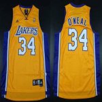 Jerseys Factory Cheap Lakers #34 Shaquille O'Neal Yellow Throwba