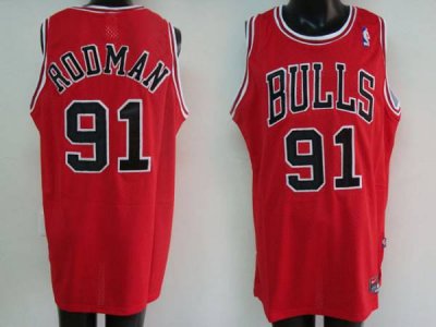Jerseys Factory Cheap Bulls #91 Dennis Rodman Embroidered Red NB