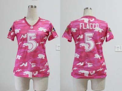 Jerseys Factory Cheap Nike Ravens #5 Joe Flacco Pink Women's Emb