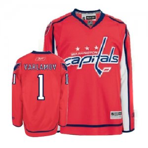 Jerseys Factory Cheap Capitals #1 Semyon Varlamov Red Embroidere