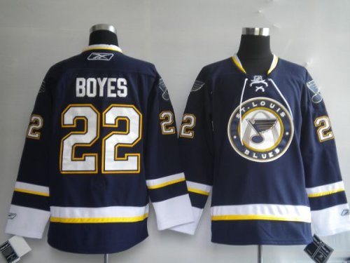 Jerseys Factory Cheap Blues #22 Brad Boyes Embroidered Blue NHL