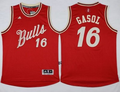 Jerseys Factory Cheap Bulls #16 Pau Gasol Red 2015-2016 Christma