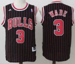 Jerseys Factory Cheap Bulls #3 Dwyane Wade Black (Red Strip) Thr
