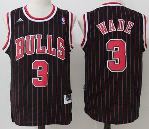 Jerseys Factory Cheap Bulls #3 Dwyane Wade Black (Red Strip) Thr