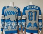 Jerseys Factory Cheap Nike Lions #81 Calvin Johnson Blue/Grey Me