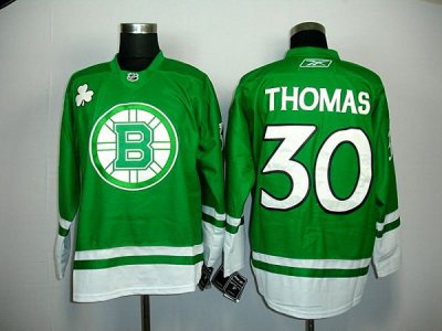 Jerseys Factory Cheap Bruins #30 Tim Thomas Green St. Patty's Da