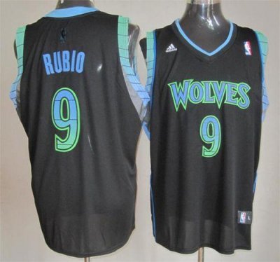 Jerseys Factory Cheap Timberwolves #9 Ricky Rubio Black Vibe Emb