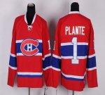 Jerseys Factory Cheap Canadiens #1 Jacques Plante Red CH CCM Thr