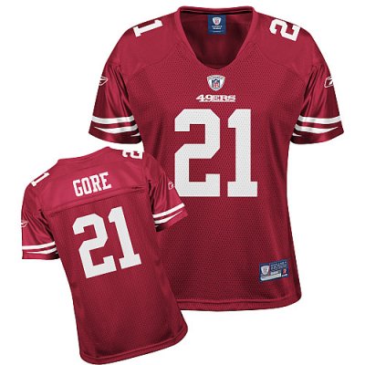 Jerseys Factory Cheap 49ers #21 Frank Gore Red Women's Team Colo