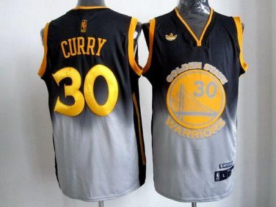 Jerseys Factory Cheap Warriors #30 Stephen Curry Black/Grey Fade