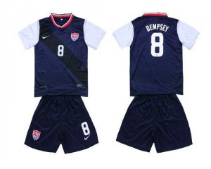 Jerseys Factory Cheap USA #8 Dempsey 2012/2013 Blue Away Kid Soc