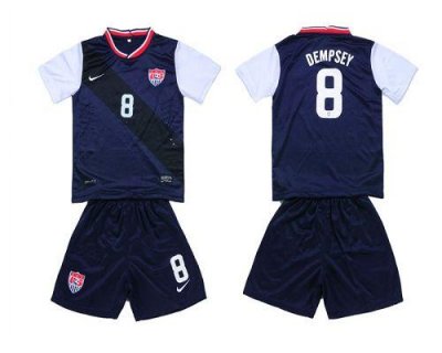 Jerseys Factory Cheap USA #8 Dempsey 2012/2013 Blue Away Kid Soc
