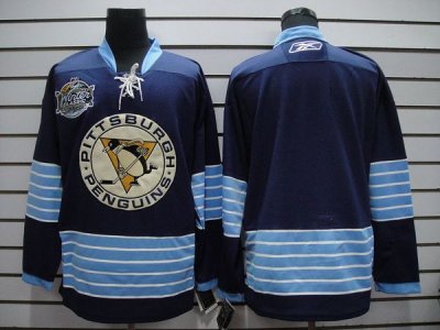 Jerseys Factory Cheap Penguins Blank Embroidered Dark Blue 2011