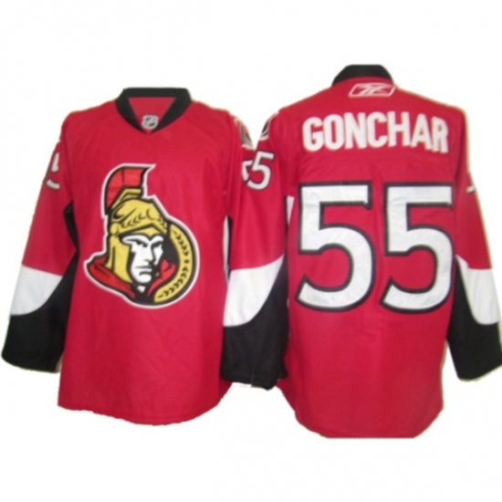 Jerseys Factory Cheap Senators #55 Sergei Gonchar Embroidered Re - Click Image to Close