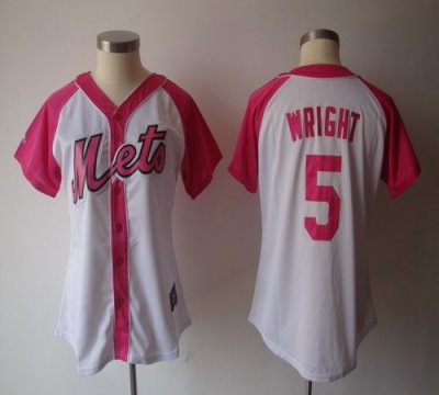 Jerseys Factory Cheap Mets #5 David Wright White/Pink Women's Sp