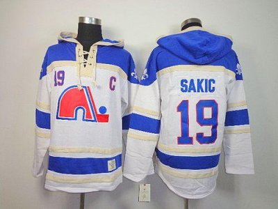 Jerseys Factory Cheap Nordiques #19 Joe Sakic White Sawyer Hoode