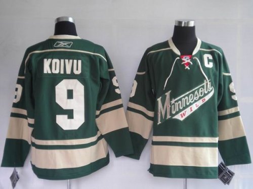 Jerseys Factory Cheap Wild #9 Mikko Koivu Embroidered Green NHL