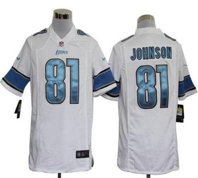 Jerseys Factory Cheap Nike Lions #81 Calvin Johnson White Men's