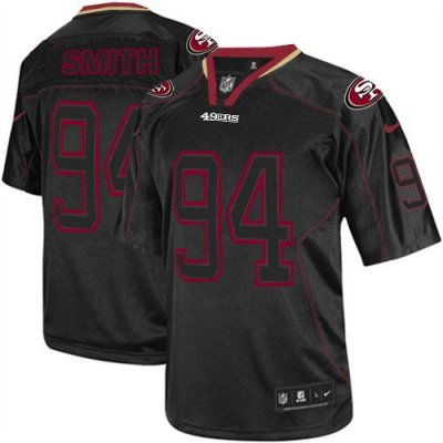 Jerseys Factory Cheap Nike 49ers #94 Justin Smith Lights Out Bla