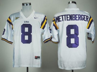 Jerseys Factory Cheap LSU Tigers #8 Zach Mettenberger White Embr