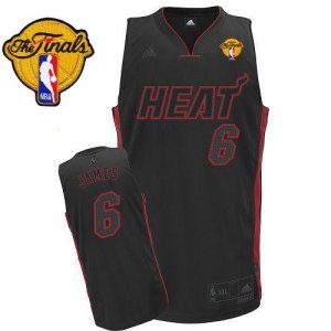 Jerseys Factory Cheap Heat Finals Patch #6 LeBron James Black Wi