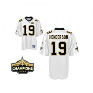 Jerseys Factory Cheap Saints #19 Devery Henderson White Super Bo