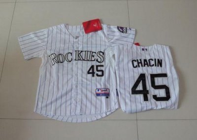 Jerseys Factory Cheap Rockies #45 Jhoulys Chacin White Cool Base