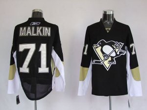 Jerseys Factory Cheap Penguins #71 Evgeni Malkin Embroidered Bla