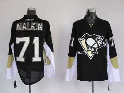 Jerseys Factory Cheap Penguins #71 Evgeni Malkin Embroidered Bla