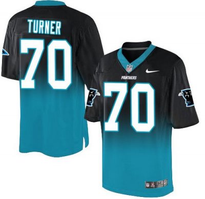 Jerseys Factory Cheap Nike Panthers #70 Trai Turner Black/Blue M