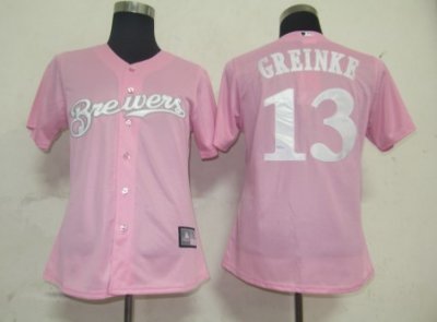Jerseys Factory Cheap Brewers #13 Zack Greinke Pink Lady Fashion