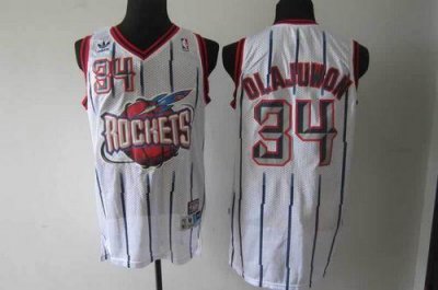 Jerseys Factory Cheap Rockets #34 Hakeem Olajuwon White Throwbac