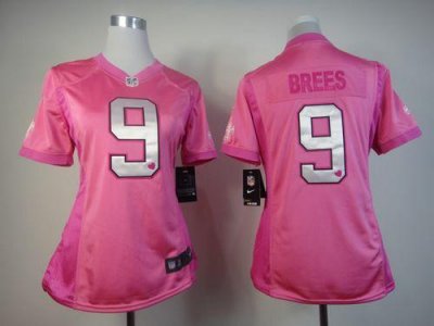 Jerseys Factory Cheap Nike Saints #9 Drew Brees Pink Women's Be