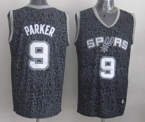 Jerseys Factory Cheap Spurs #9 Tony Parker Black Crazy Light Sti