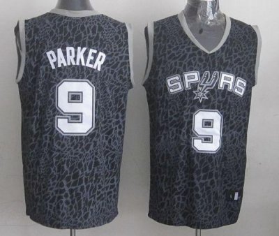 Jerseys Factory Cheap Spurs #9 Tony Parker Black Crazy Light Sti