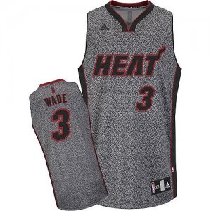 Jerseys Factory Cheap Heat #3 Dwyane Wade Grey Static Fashion Em