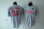 Jerseys Factory Cheap Phillies #34 Roy Halladay Embroidered Grey
