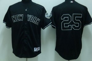 Jerseys Factory Cheap Yankees #25 Mark Teixeira Embroidered Blac