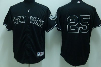 Jerseys Factory Cheap Yankees #25 Mark Teixeira Embroidered Blac
