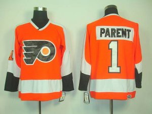 Jerseys Factory Cheap Flyers #1 Bernie Parent Orange CCM Throwba