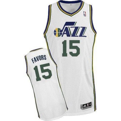 Jerseys Factory Cheap Revolution 30 Jazz #15 Derrick Favors Whit