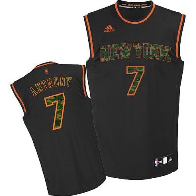 Jerseys Factory Cheap Knicks #7 Carmelo Anthony Black Camo Fashi