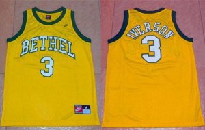 Jerseys Factory Cheap 76ers #3 Allen Iverson Yellow Bethel High
