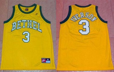 Jerseys Factory Cheap 76ers #3 Allen Iverson Yellow Bethel High