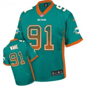 Jerseys Factory Cheap Nike Dolphins #91 Cameron Wake Aqua Green
