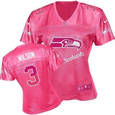 Jerseys Factory Cheap Nike Seahawks #3 Russell Wilson Pink Women