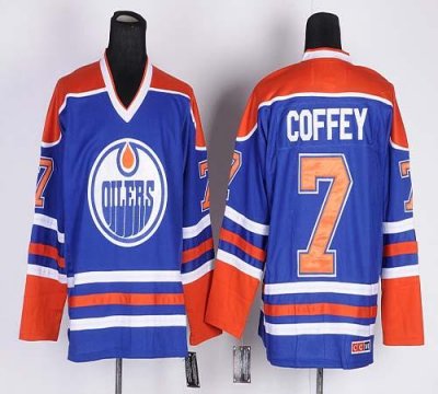 Jerseys Factory Cheap Oilers #7 Paul Coffey Light Blue CCM Throw