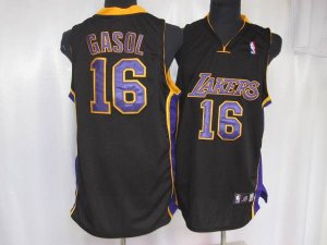 Jerseys Factory Cheap Lakers #16 Pau Gasol Stitched Black Purple