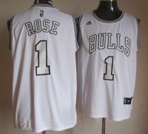 Jerseys Factory Cheap Bulls #1 Derrick Rose White On White Embro